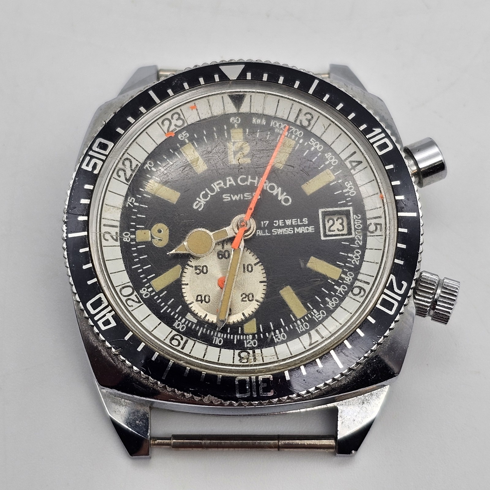 Vintage Sicura Chrono Mens Manual Diver Wristwatch
