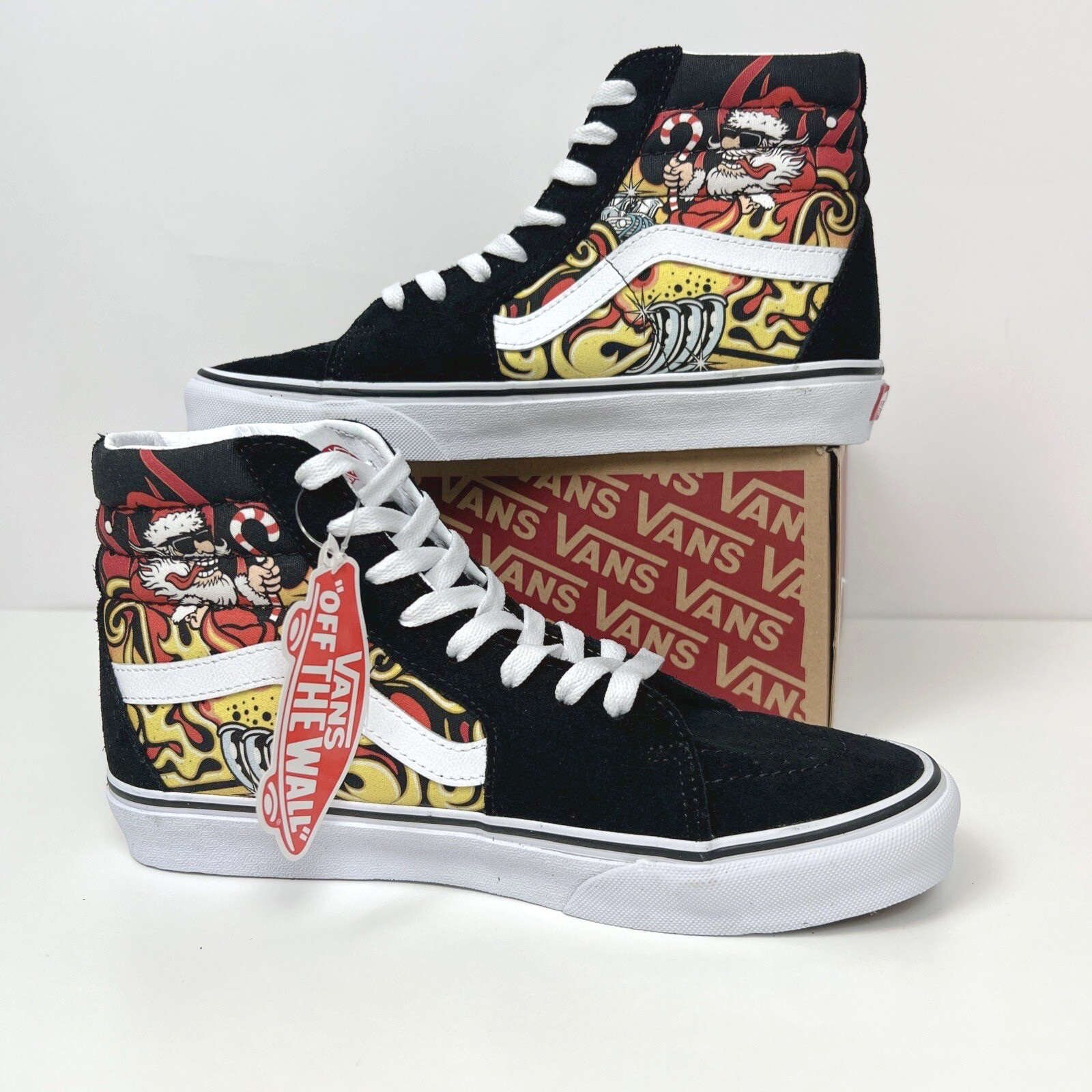 NWB Vans Sk8-Hi Sneakers Santa Flame Black Hotrod Ed Roth Style Men 8 Women 9.5 NWB Vans Sk8-Hi Sneakers Santa Flame Black Hotrod Ed Roth Style Men 8 Women 9.5