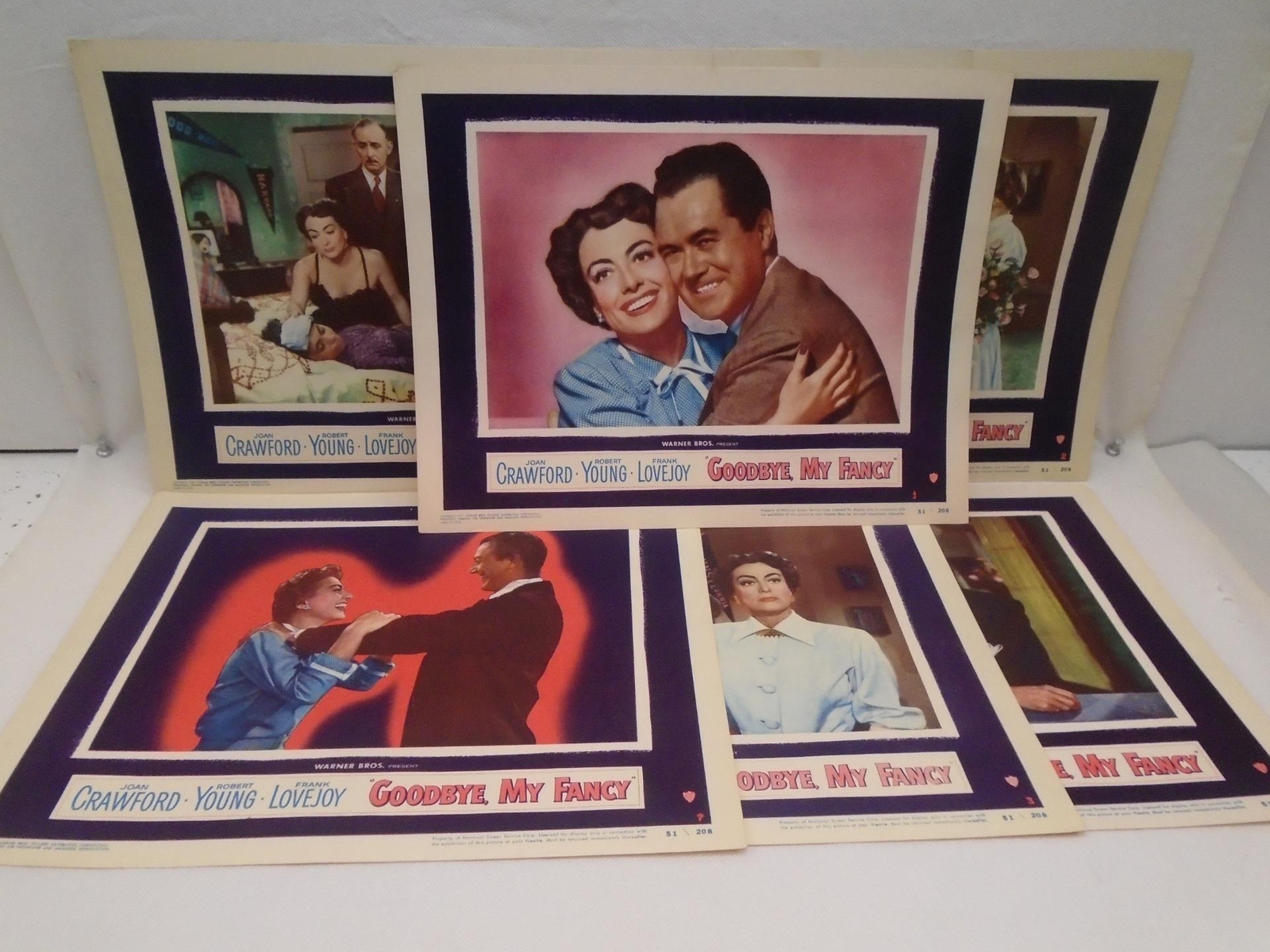 1951 GOODBYE MR FANCY JOAN CRAWFORD YOUNG MOVIE LOBBY CARD SET OF 8  FF