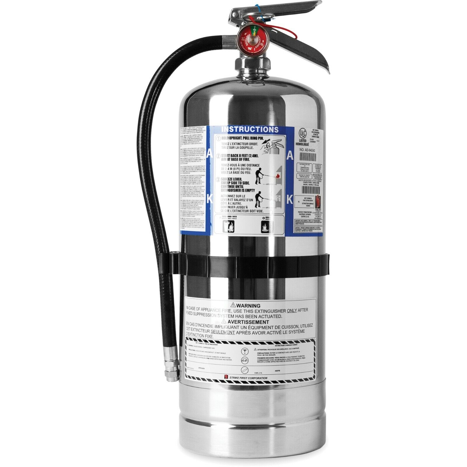 New Strike First 6 Litre K-CLASS Fire Extinguisher W/ 2024 Cert. Tag And 2 Signs