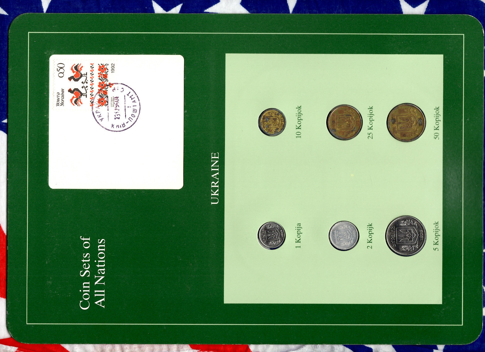 Coin Sets of All Nations Ukraine UNC 1,5,25,50 Kopijoks 1992 2,10 Kopijoks 1994