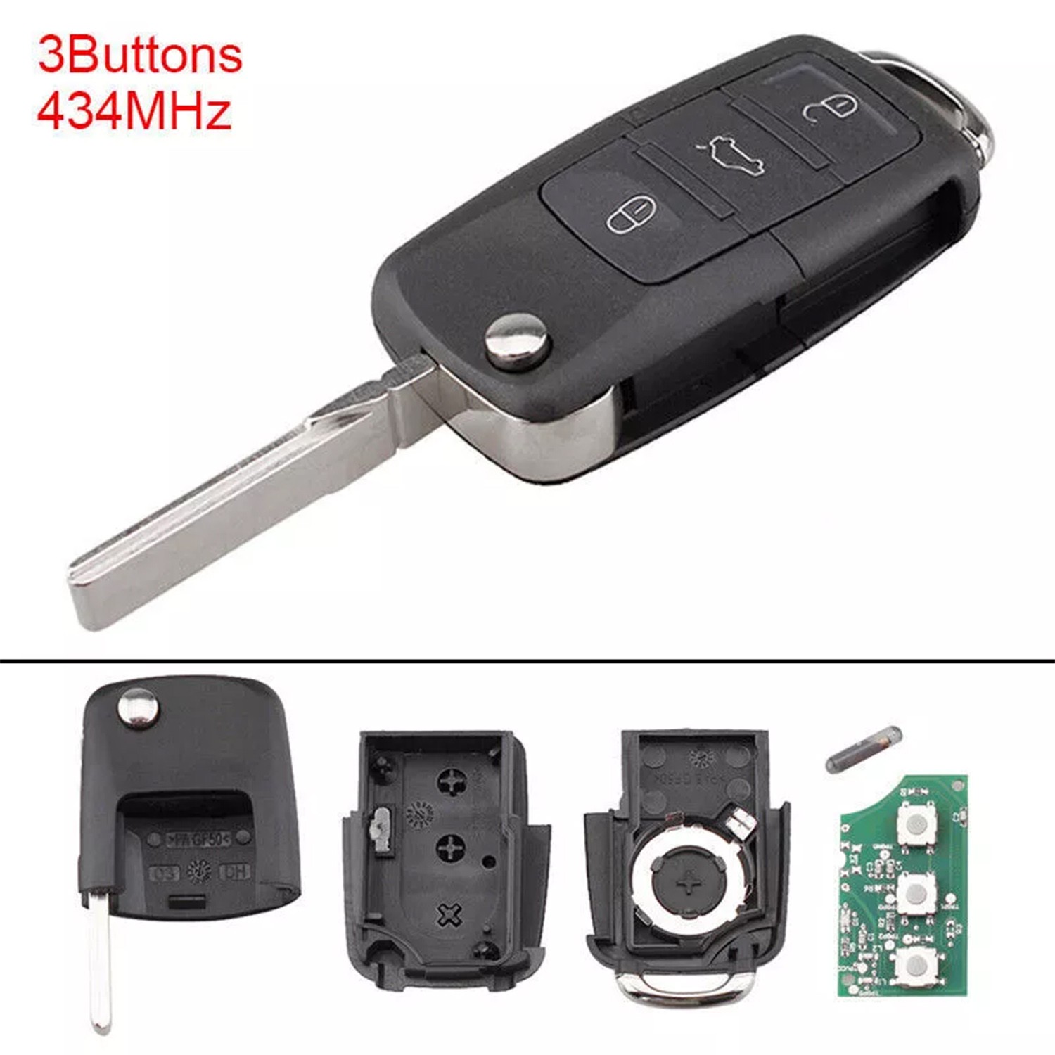 FOR GENUINE VW SKODA SEAT KEY FOB 3 BUTTON REMOTE CONTROL 1J0959753DA 434MHz- FOR GENUINE VW SKODA SEAT KEY FOB 3 BUTTON REMOTE CONTROL 1J0959753DA 434MHz-