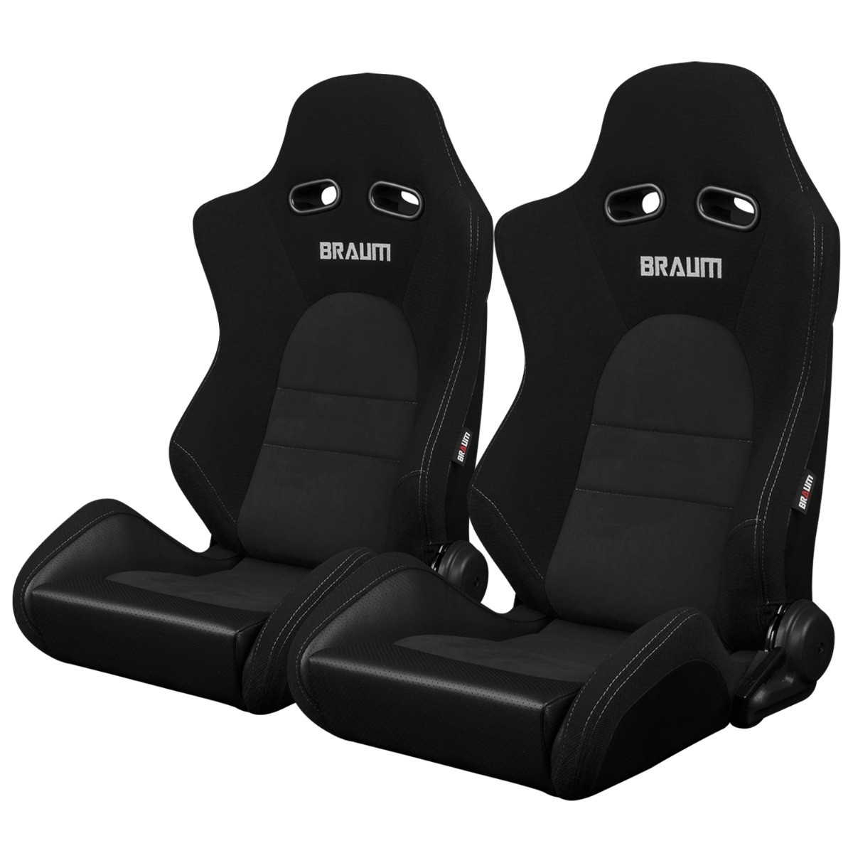 BRAUM - Black Jacquard Cloth ADVAN Racing Seats w/ Alcantara Inserts -PAIR