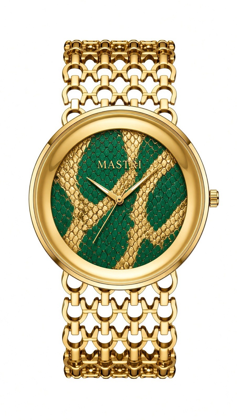 MASTRI Unisex Quartz Dress Watch Gold-Tone Bracelet Green Snake Dial 40mm MASTRI Unisex Quartz Dress Watch Gold-Tone Bracelet Green Snake Dial 40mm