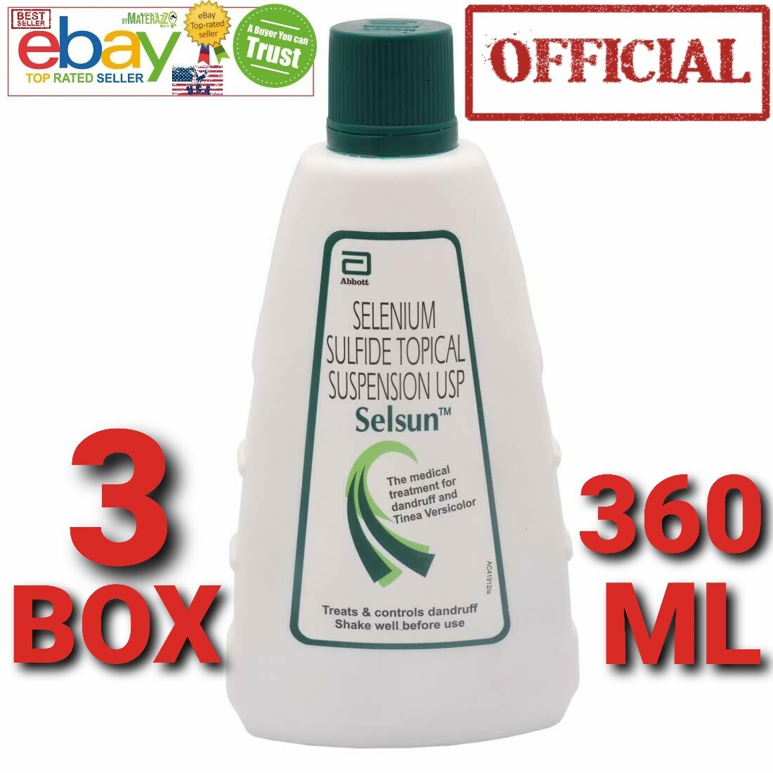 Selsun Shampoo USA NEW Abbott 3 Box 360 ml Health Care Dandruff Exp.2028