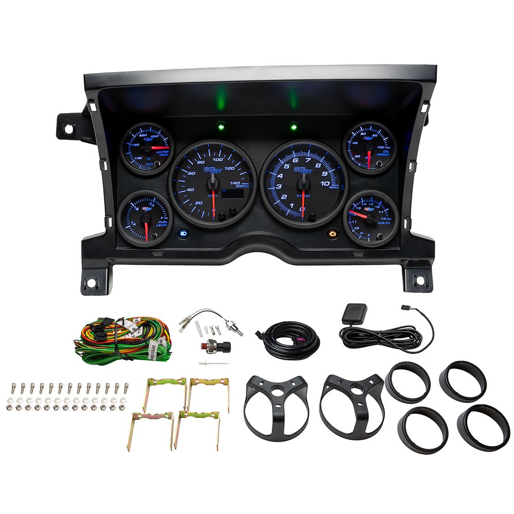 GlowShift Cluster Dash Panel Pod w/ Black 6-Gauge Set Fits 86-93 Chevy S10