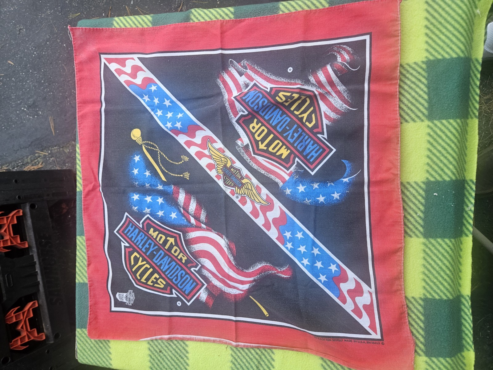 Vtg Harley Davidson Official License Hankerchief Patriotic Vtg Harley Davidson Official License Hankerchief Patriotic