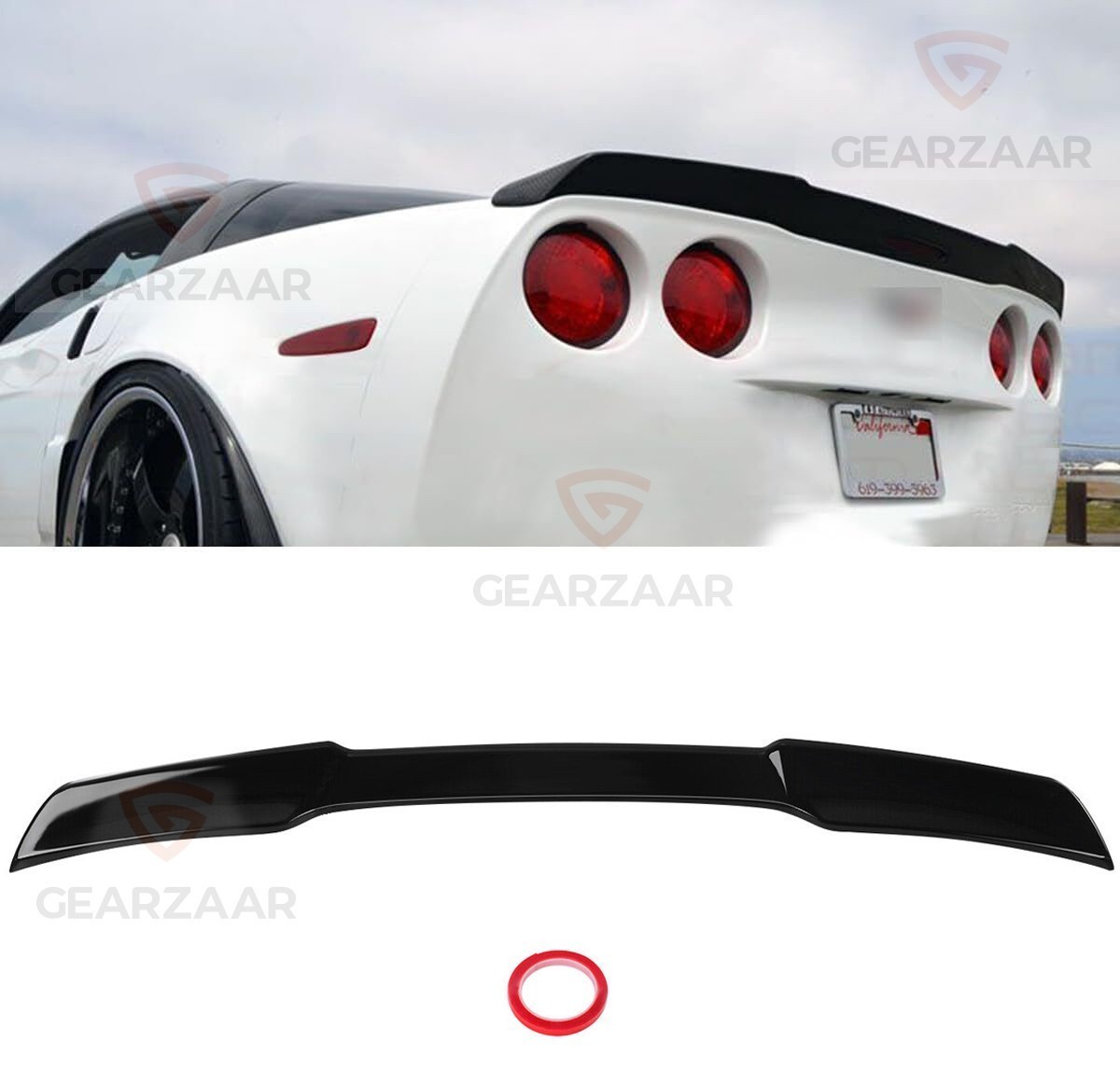 For 05-2013 Corvette C6 ZR1 Extended Style Gloss Black Rear Trunk Wing