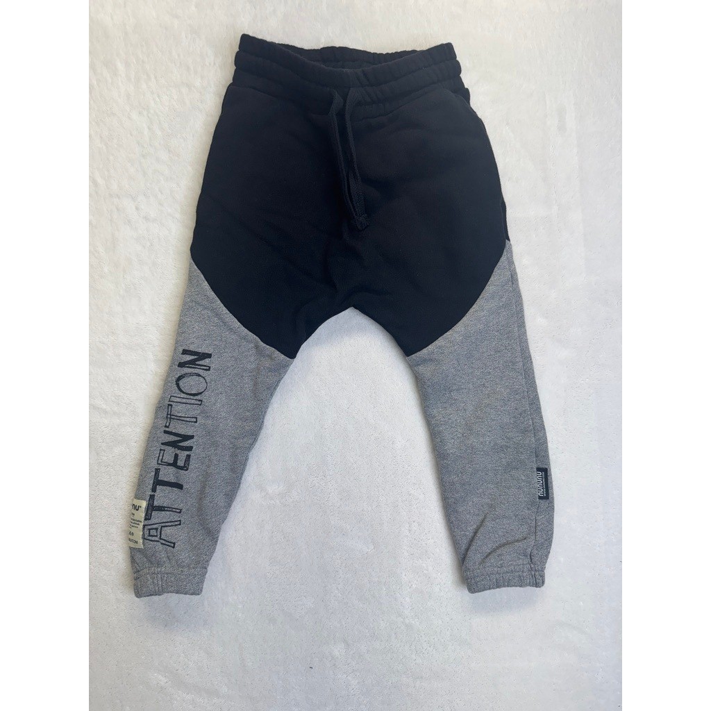 Nununu Division Baggy Pants Kids 18 24 M Black Dusty Heather Grey Graphic