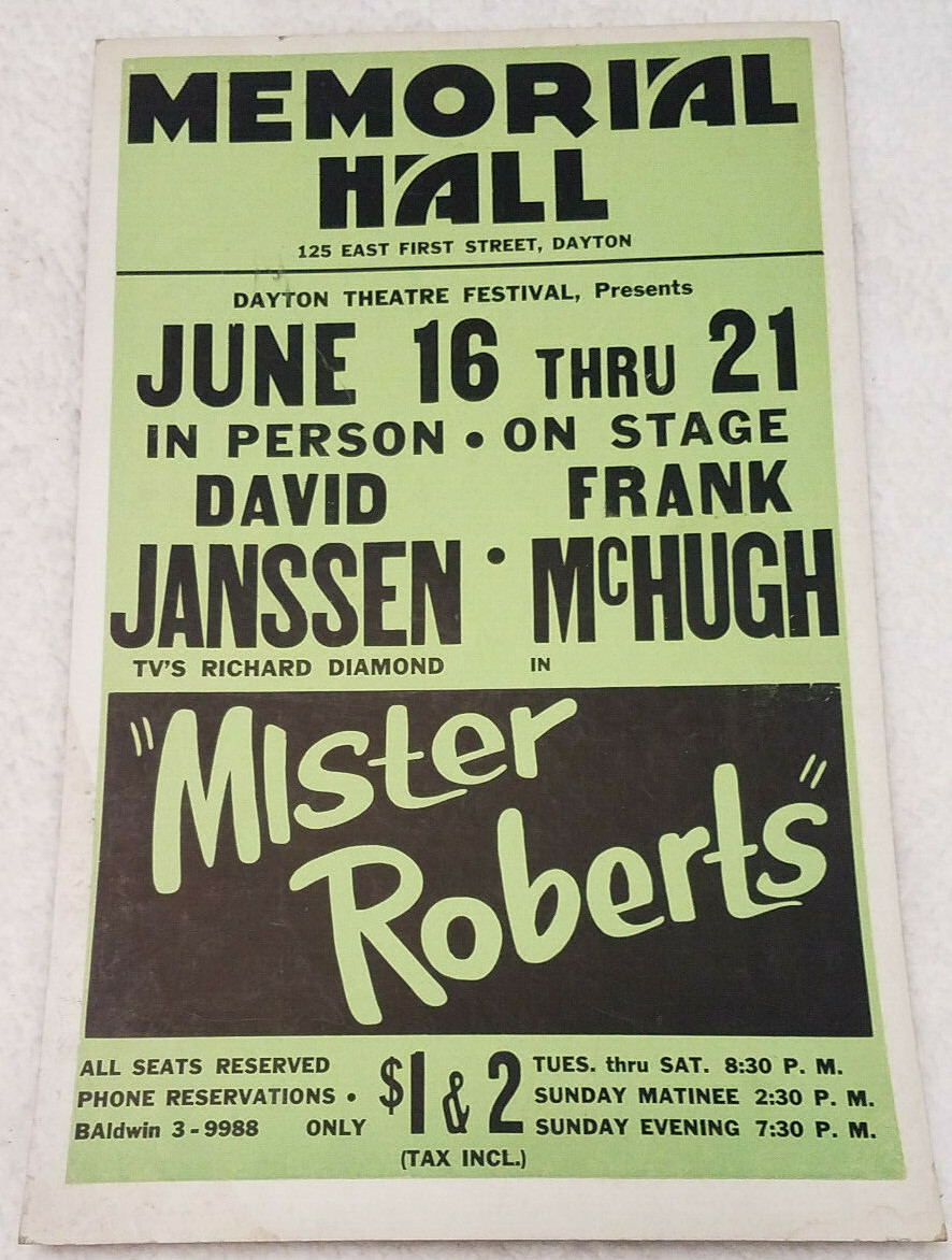 Vintage Mister Roberts green black Dayton Ohio theater play 22\