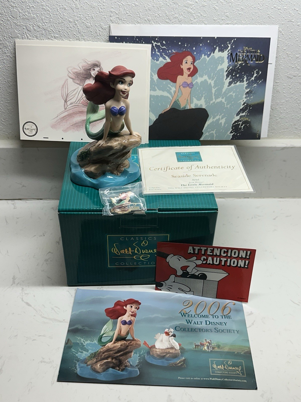 WDCC Ariel - Seaside Serenade 2006 Membership Kit with COA, Pin and Drawing. WDCC Ariel - Seaside Serenade 2006 Membership Kit with COA, Pin and Drawing.