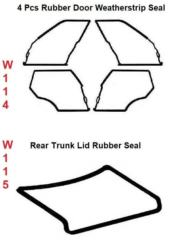 Mercedes Benz W114 W115 - Door + Trunk Rubber Weatherstrip Seal Set 5 Pieces