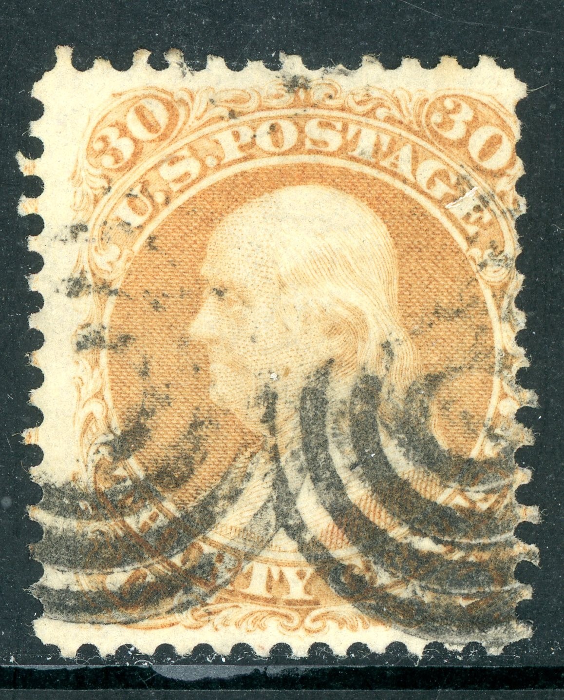 USA 1862 Washington 30¢ Orange Scott #71 VFU E470