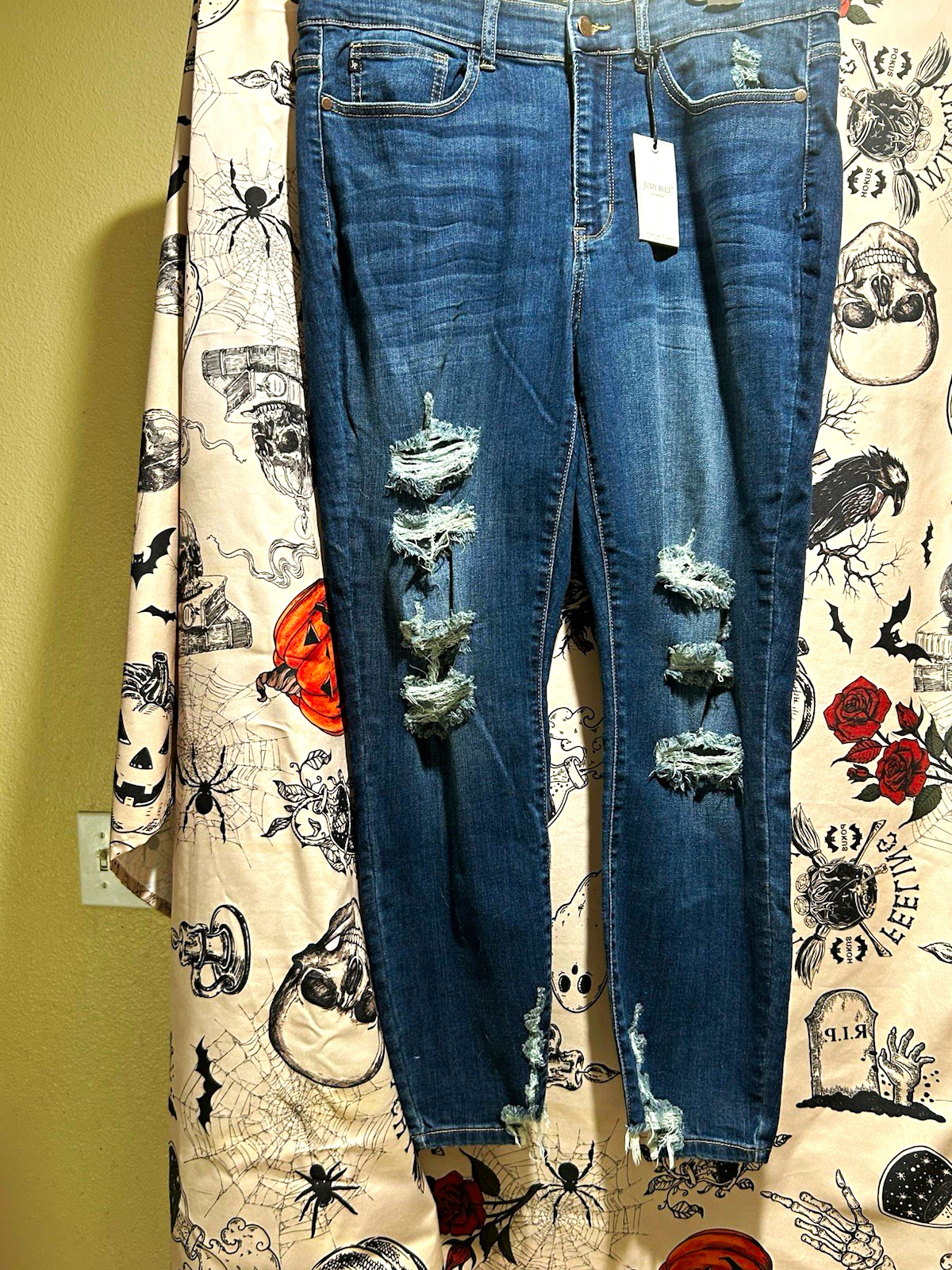 Judy Blue High Rise Cropped Skinny Distressed Stretch Blue Jeans 18W Judy Blue High Rise Cropped Skinny Distressed Stretch Blue Jeans 18W