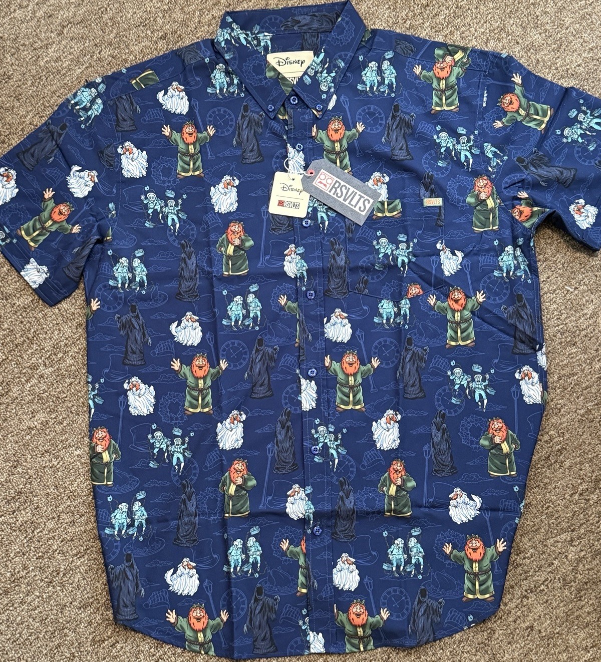 Disney RSVLTS The Muppet Christmas Carol Spirits Men’s Button Shirt Size XL NEW