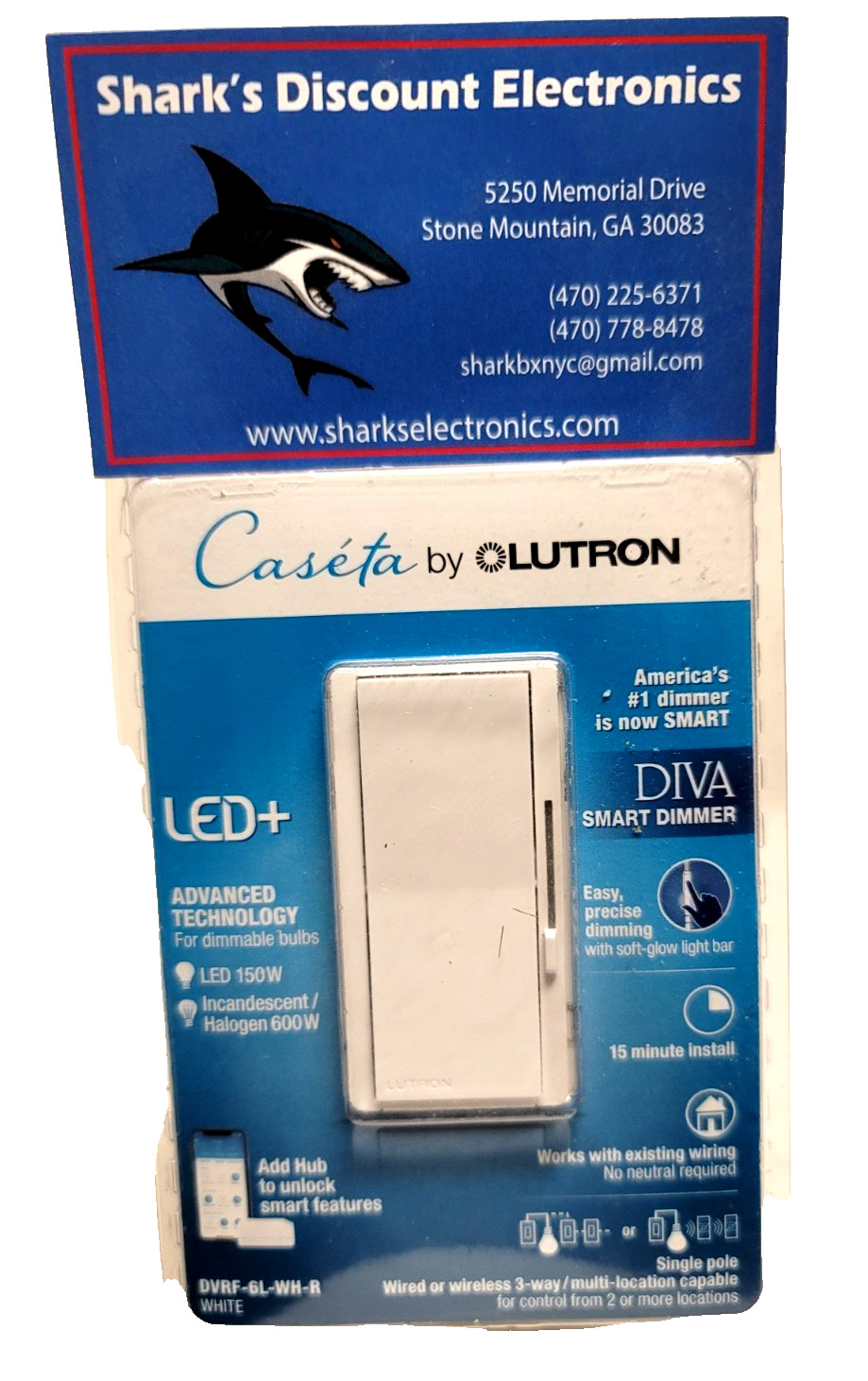 Lutron (Diva) Smart Dimmer Switch - White (DVRF-6L-WH-R). NEW. Lutron (Diva) Smart Dimmer Switch - White (DVRF-6L-WH-R). NEW.