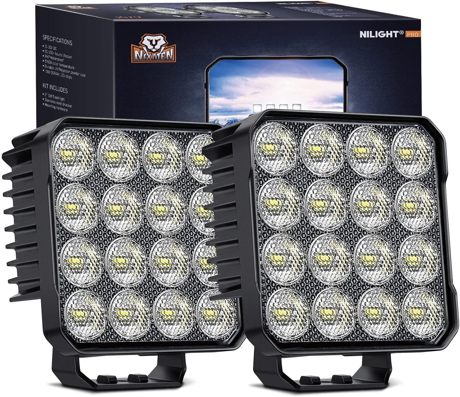 Nilight 4.4Inch Led Pods 2PCS 48W 4780LM Work 2Pcs Square Nilight 4.4Inch Led Pods 2PCS 48W 4780LM Work 2Pcs Square