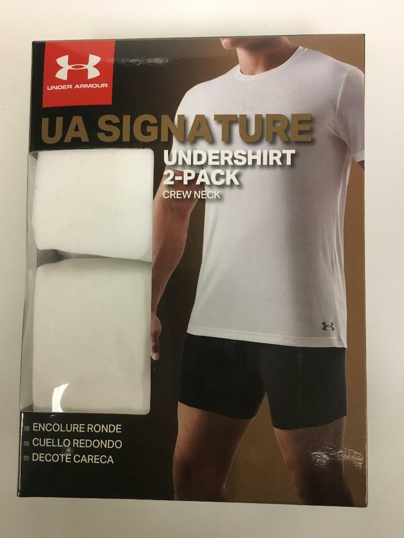 Under Armour Mens UA Signature Undershirt 2-Pack Core Crew Neck Top Wht 1272393 Under Armour Mens UA Signature Undershirt 2-Pack Core Crew Neck Top Wht 1272393