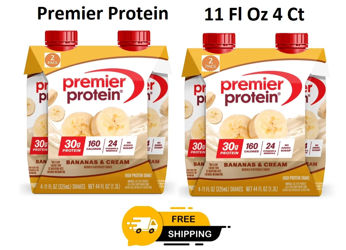 New Premier Protein Shake, Bananas & Cream, 30g Protein, 11 Fl Oz, 4 Ct New Premier Protein Shake, Bananas & Cream, 30g Protein, 11 Fl Oz, 4 Ct
