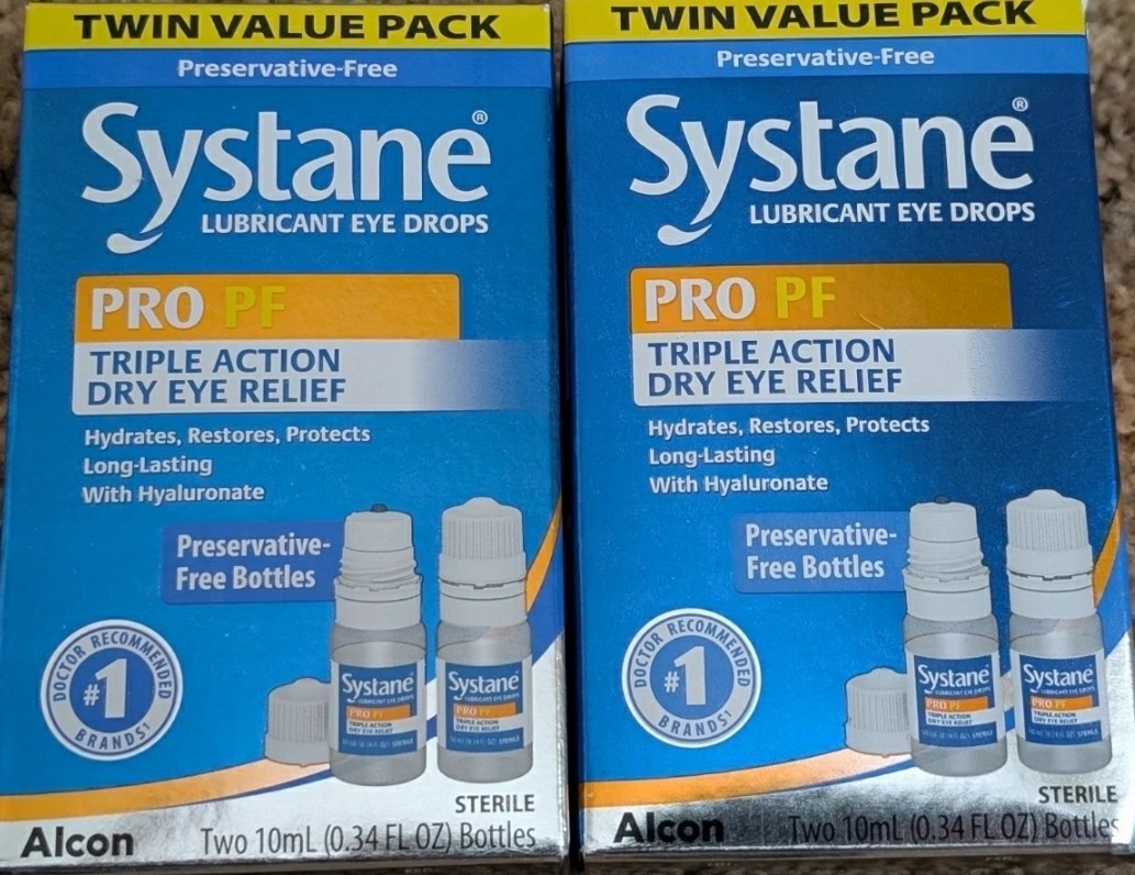(2) Systane Pro PF Twin Pack - 4 10mL Bottles 40mL Total - Expires 5/2027+ (2) Systane Pro PF Twin Pack - 4 10mL Bottles 40mL Total - Expires 5/2027+