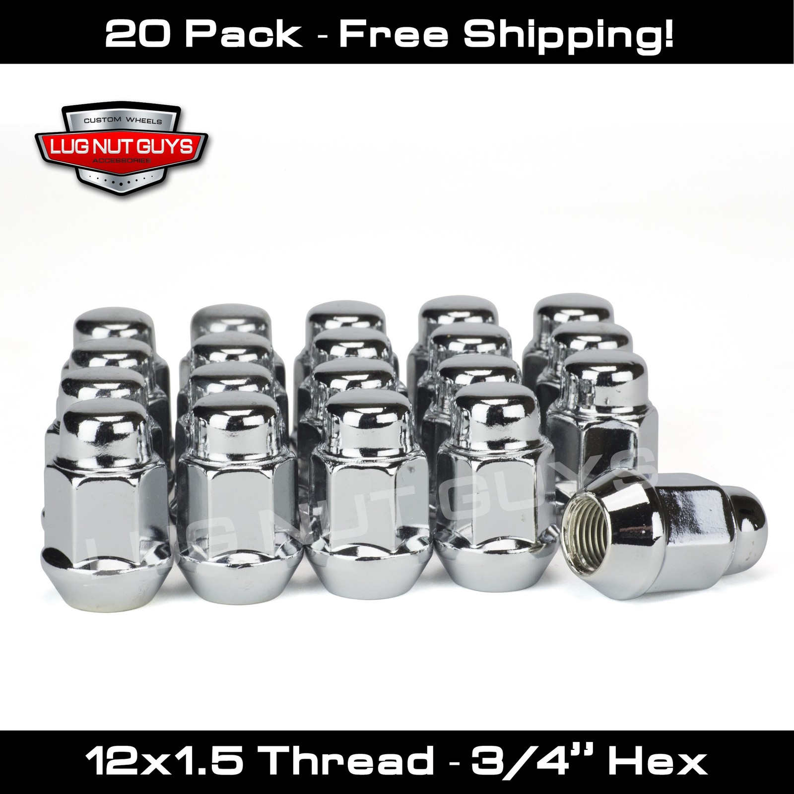 20 Lug Nuts Bulge Acorn 12x1.5 Chrome Wheel Nut fits Chrylser Dodge