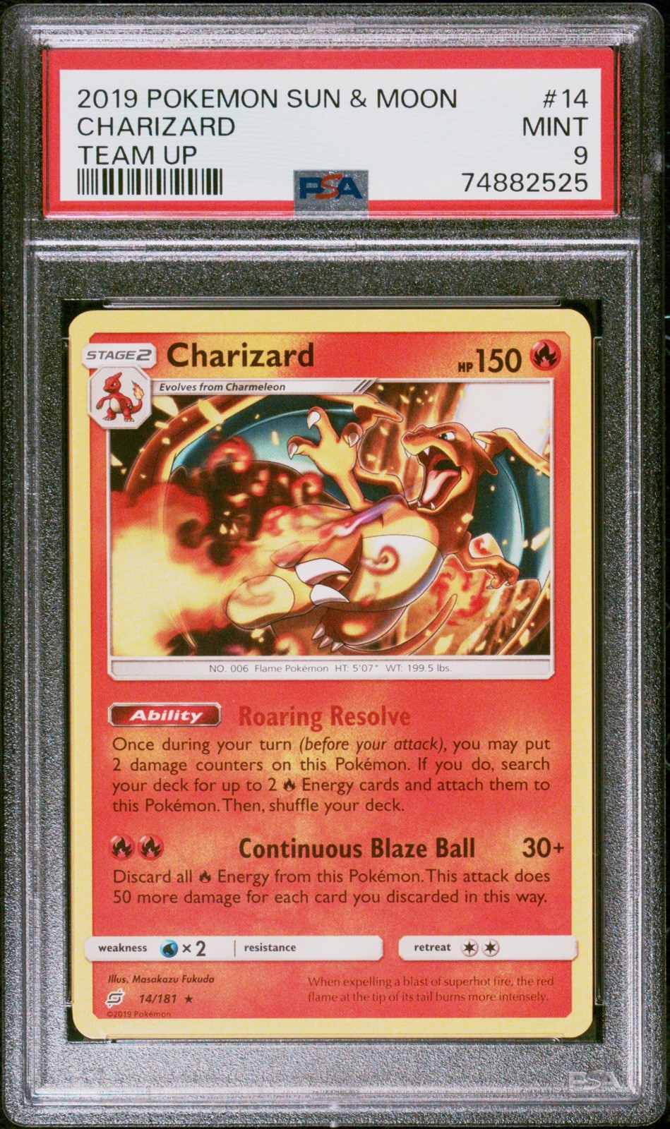 2019 POKEMON SUN & MOON TEAM UP #14 CHARIZARD PSA 9 2019 POKEMON SUN & MOON TEAM UP #14 CHARIZARD PSA 9