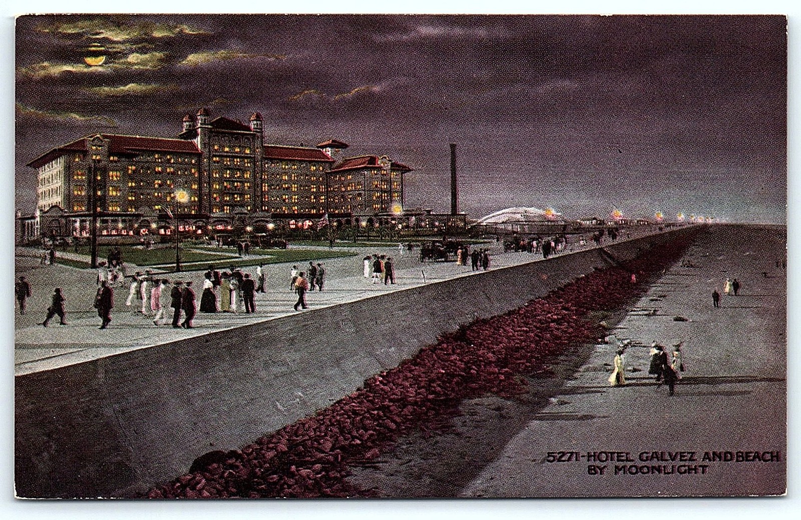Hotel Galvez & Beach by Moonlight, Galveston TX PC Hotel Galvez & Beach by Moonlight, Galveston TX PC