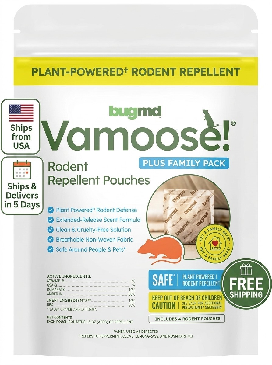 BugMD Vamoose Rodent Repellent Pouches 4 Pouches per Bag NEW fast shipping BugMD Vamoose Rodent Repellent Pouches 4 Pouches per Bag NEW fast shipping