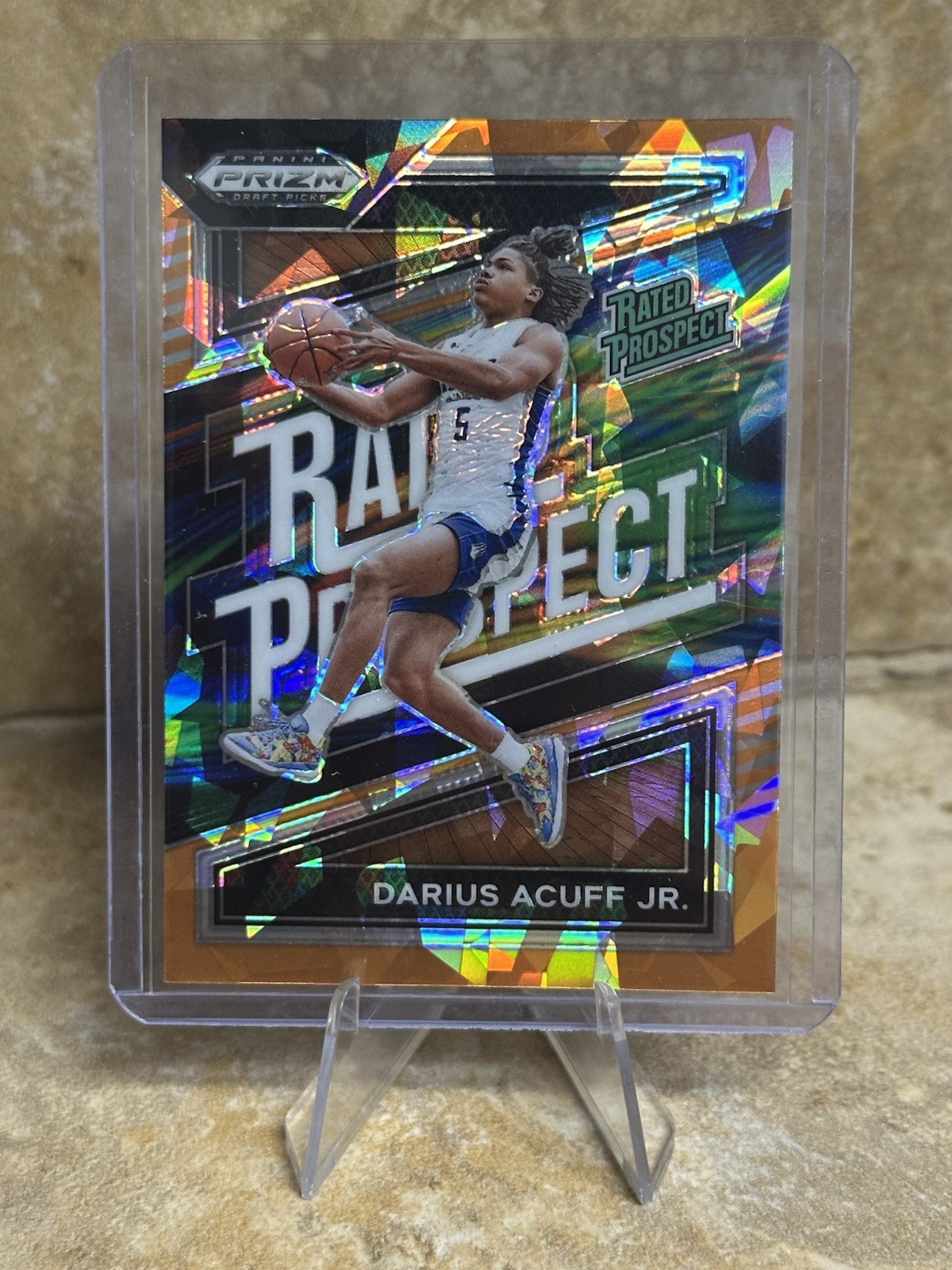 2024-25 Panini Prizm Draft Picks Rated Prospect Darius Acuff Jr. #7 Orange Ice 