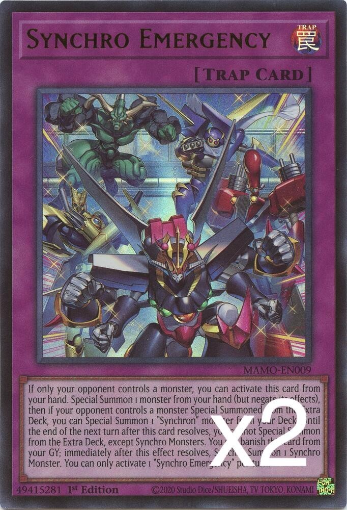 2X Yugioh Synchro Emergency MAMO-EN009 Ultra Rare 1st Edition NM 2X Yugioh Synchro Emergency MAMO-EN009 Ultra Rare 1st Edition NM