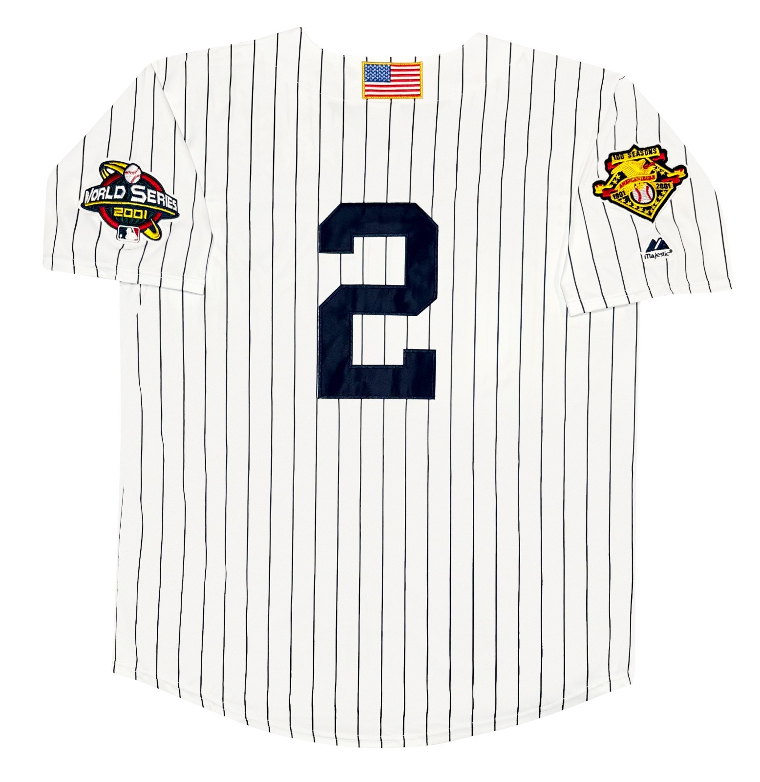 Derek Jeter 2001 New Yankees World Series Home White Jersey Men's (L-XL) Derek Jeter 2001 New Yankees World Series Home White Jersey Men's (L-XL)