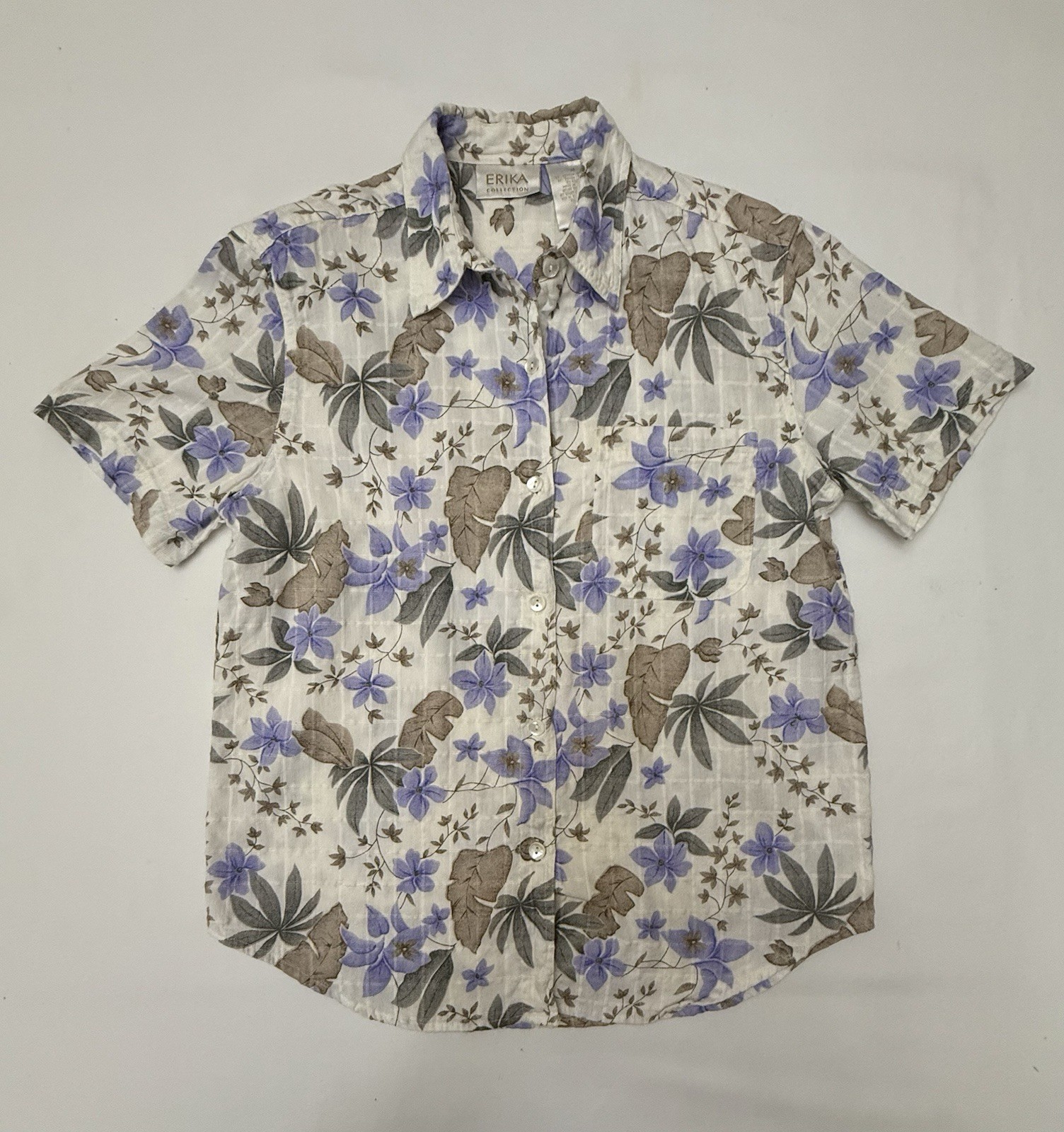 Vintage EUC 1990s Erika Collection Floral Button Front Blouse Made in Nepal Med