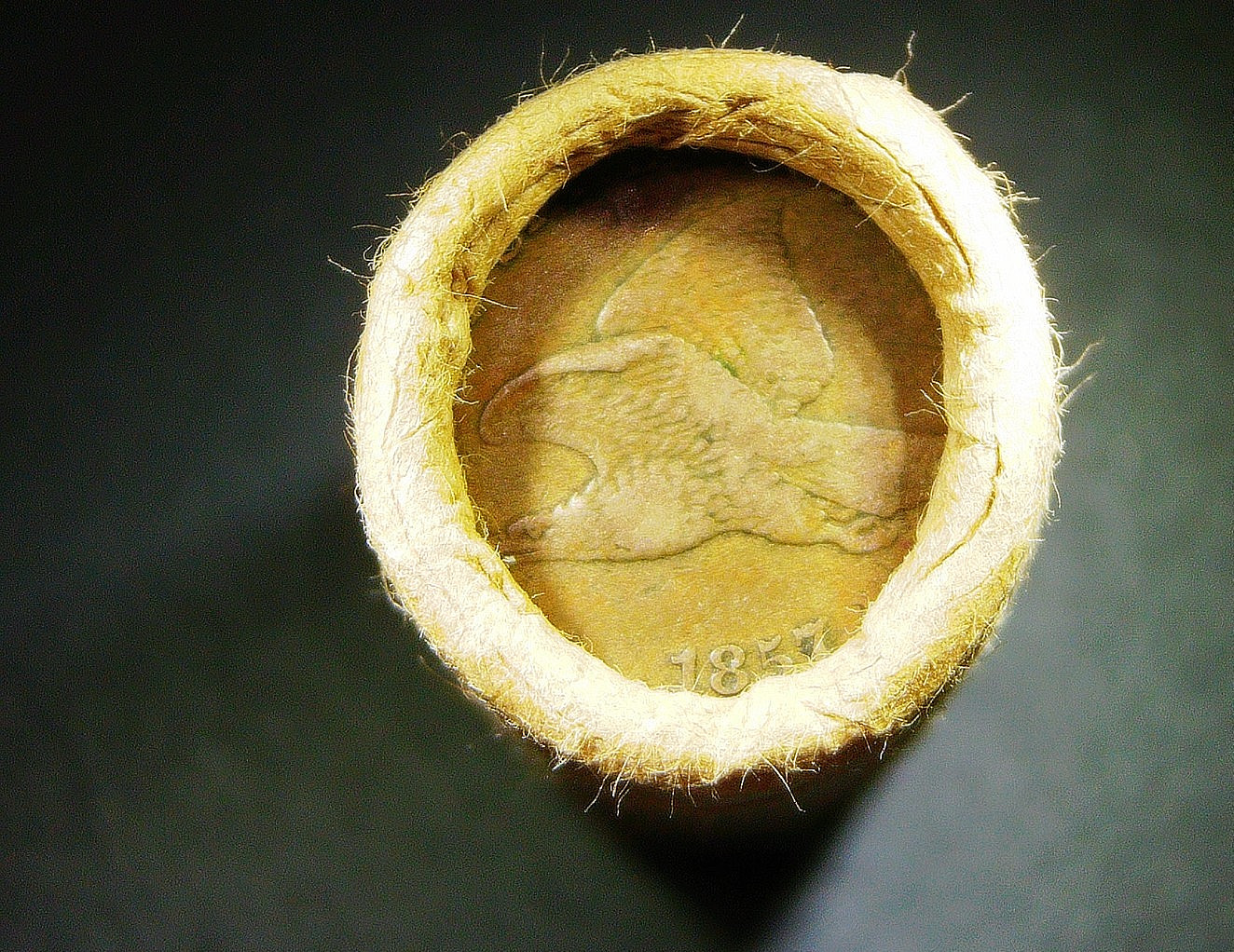 EF+ 1857 FLYING EAGLE WITH KEY 1933 WHEAT PENNY END FROM THE BANK OF MONTANA 481