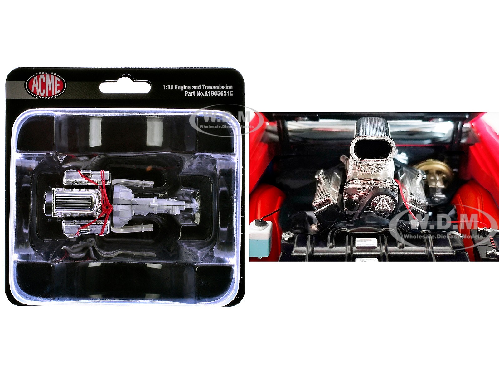 BLOWN 455 ENGINE & TRANSMISSION REPLICA FOR 1/18 MODELS BY ACME A1805631E BLOWN 455 ENGINE & TRANSMISSION REPLICA FOR 1/18 MODELS BY ACME A1805631E