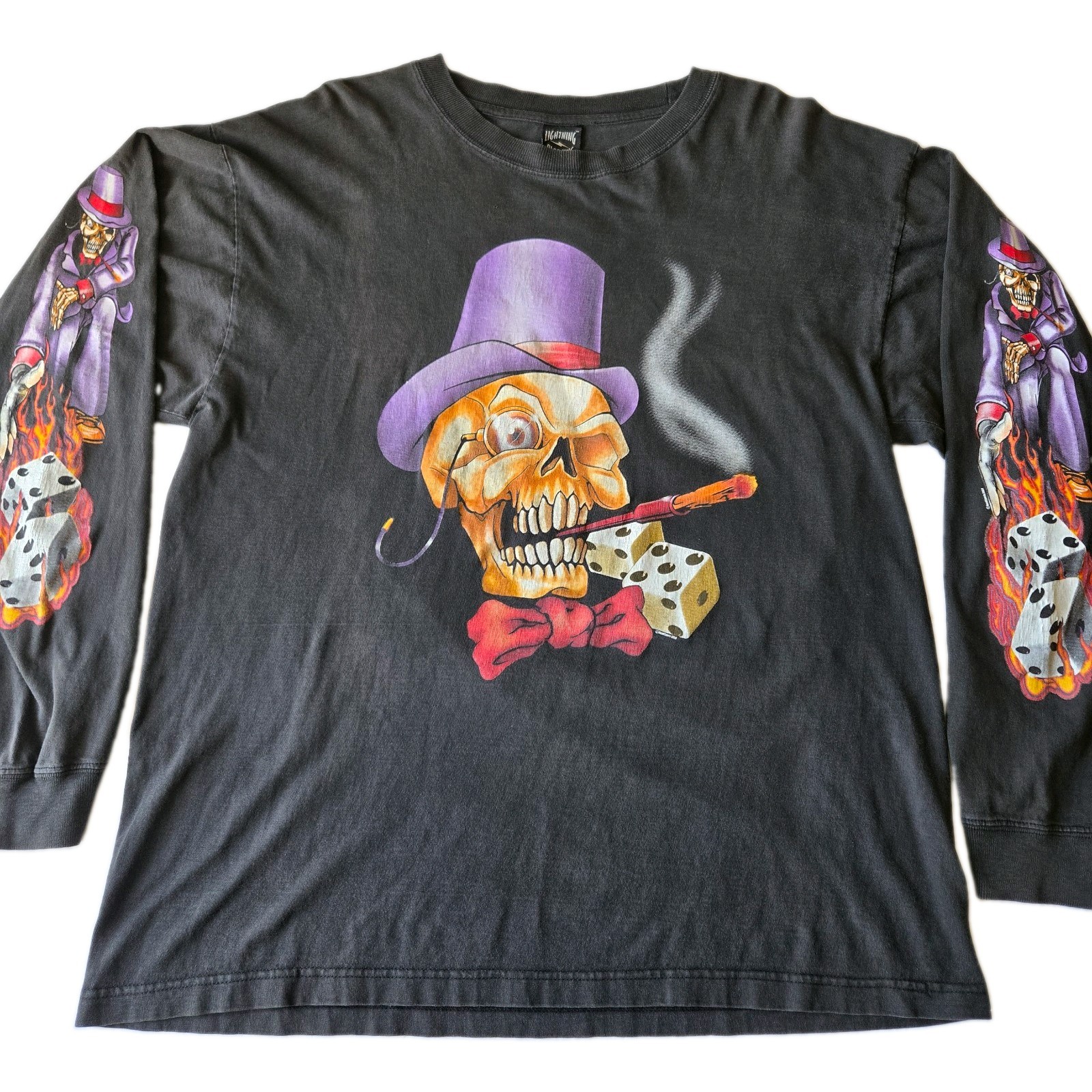 VTG Rare Lightning Double-Sided 2003 Sturgis Long Sleeve Shirt XL Gambler Skull VTG Rare Lightning Double-Sided 2003 Sturgis Long Sleeve Shirt XL Gambler Skull