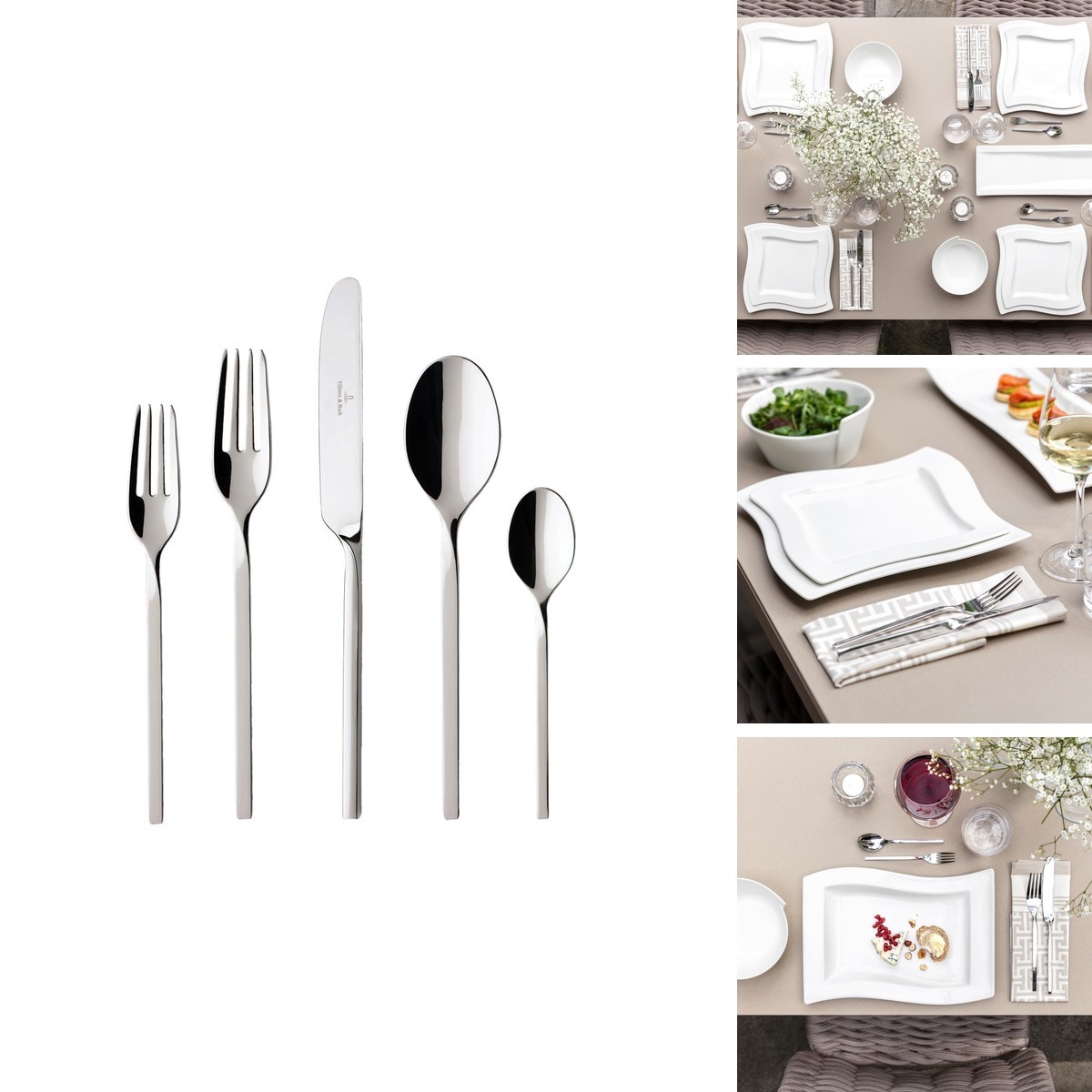 Villeroy & Boch New Wave 5-Piece Place Setting 18/10 Stainless Steel Service
