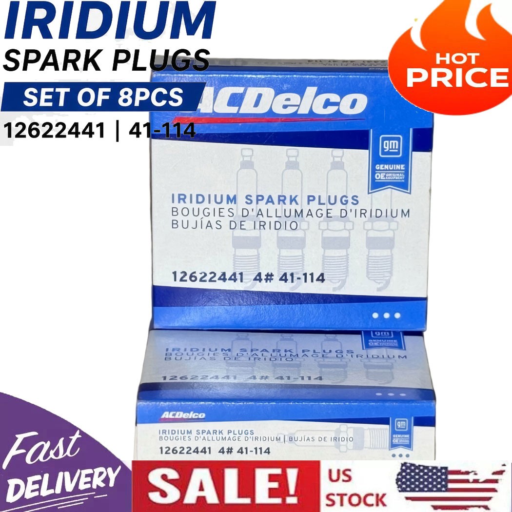 Set Of 8 NEW GENUINE GM ACDelco Iridium Spark Plugs 41-114 12622441 US STOCK Set Of 8 NEW GENUINE GM ACDelco Iridium Spark Plugs 41-114 12622441 US STOCK