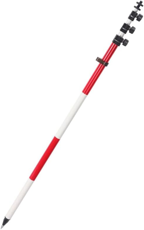 Surveying Prism Pole 15.09 FT Aluminum Twist Lock 5/8 Adapter Level Vials