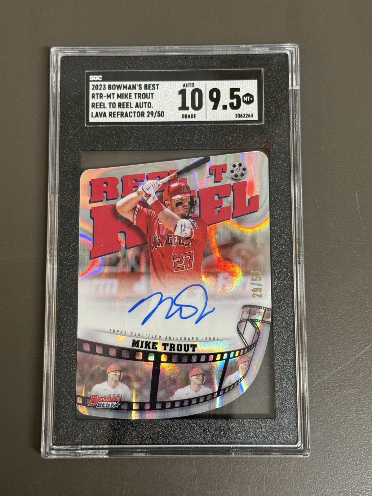 2023 Bowman's Best Mike Trout Reel to Real DC #RTR-MT Lava REF. /50 SGC 10/9.5 2023 Bowman's Best Mike Trout Reel to Real DC #RTR-MT Lava REF. /50 SGC 10/9.5