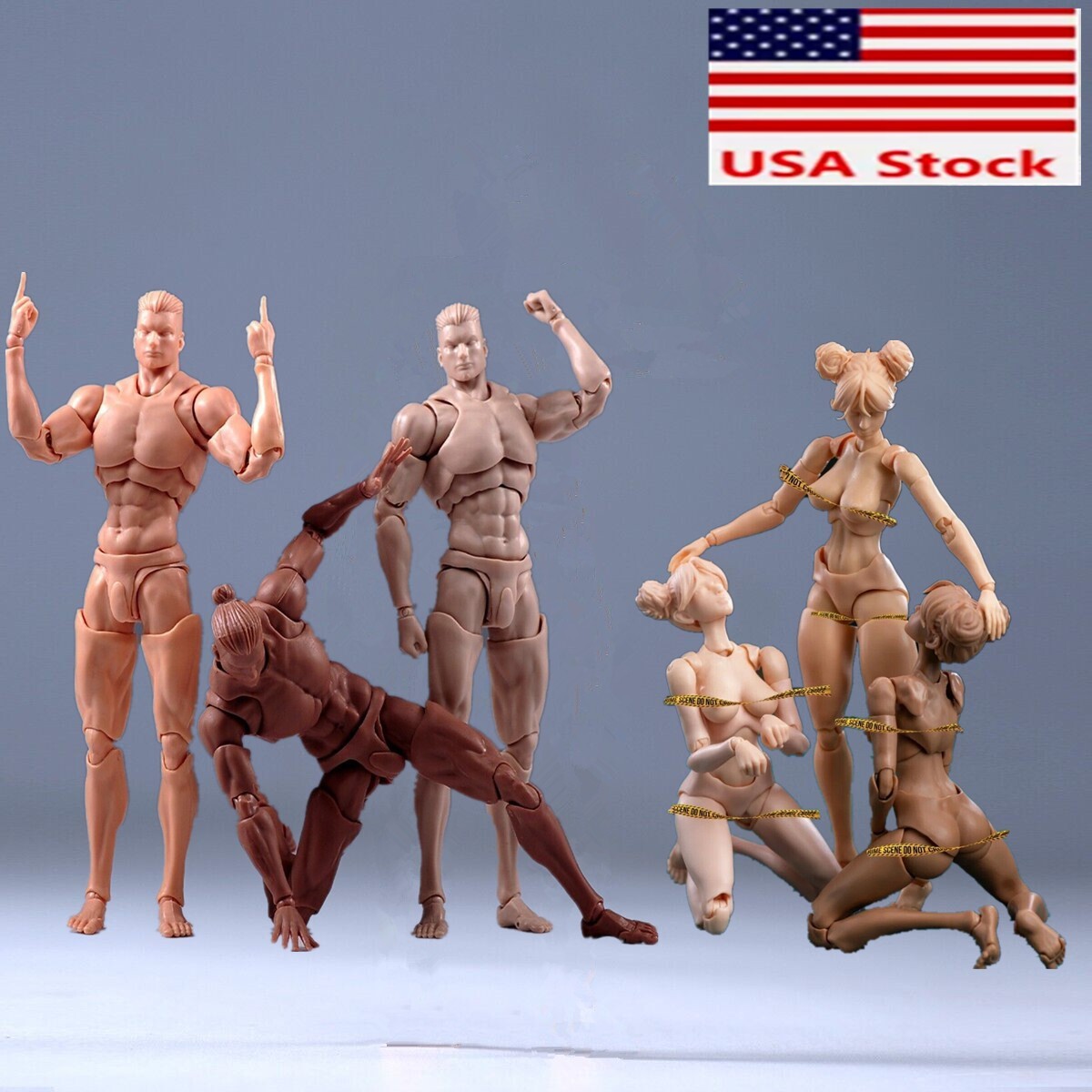 US Romankey X Cowl 1/12 Male Female Super Flexible Joint Body Doll 6