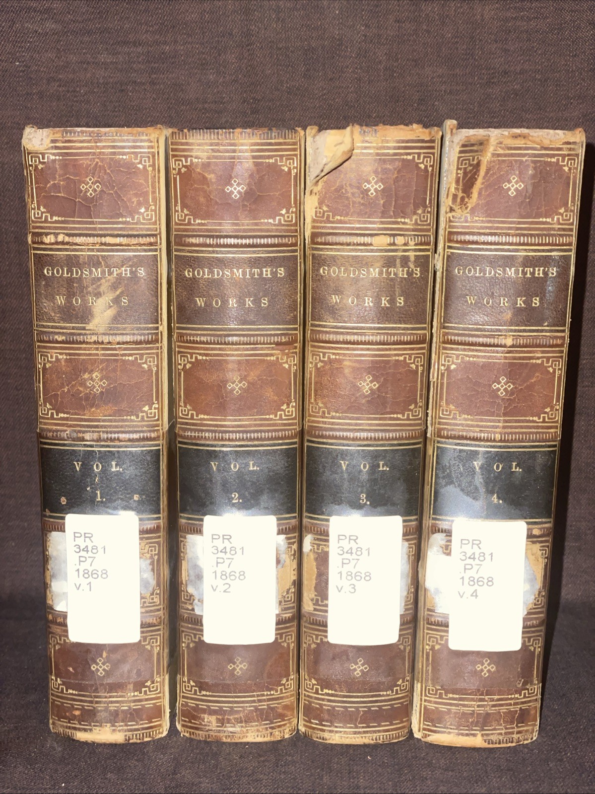 Rare 1868 Miscellaneous Works Of Oliver Goldsmith In Four Volumes Philadelphia