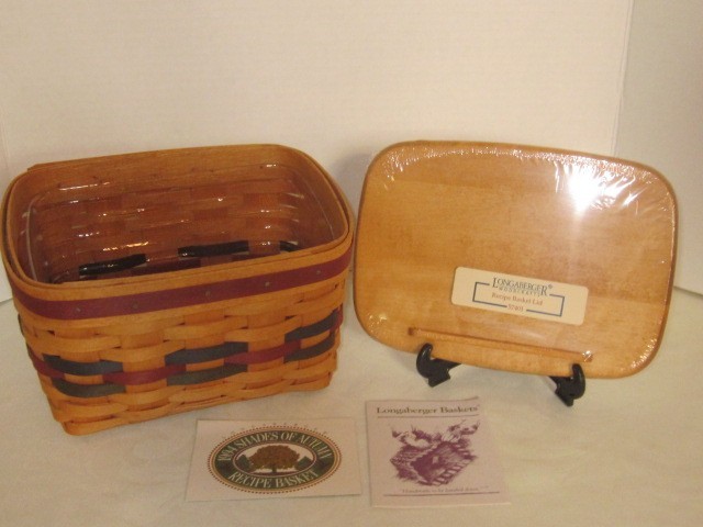 Longaberger 1994 Shades of Autumn RECIPE Basket+ Protector + Lid ~Kitchen Baking