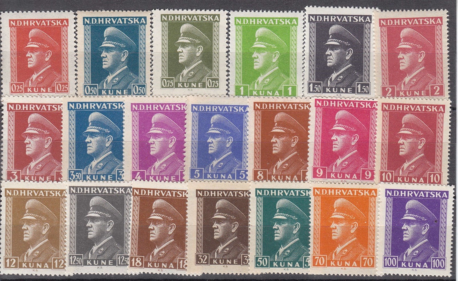 BS Stamp Croatia Sc 61-80 1943 WWII 3rd Reich Germany Occupation Pavelic Set MNH