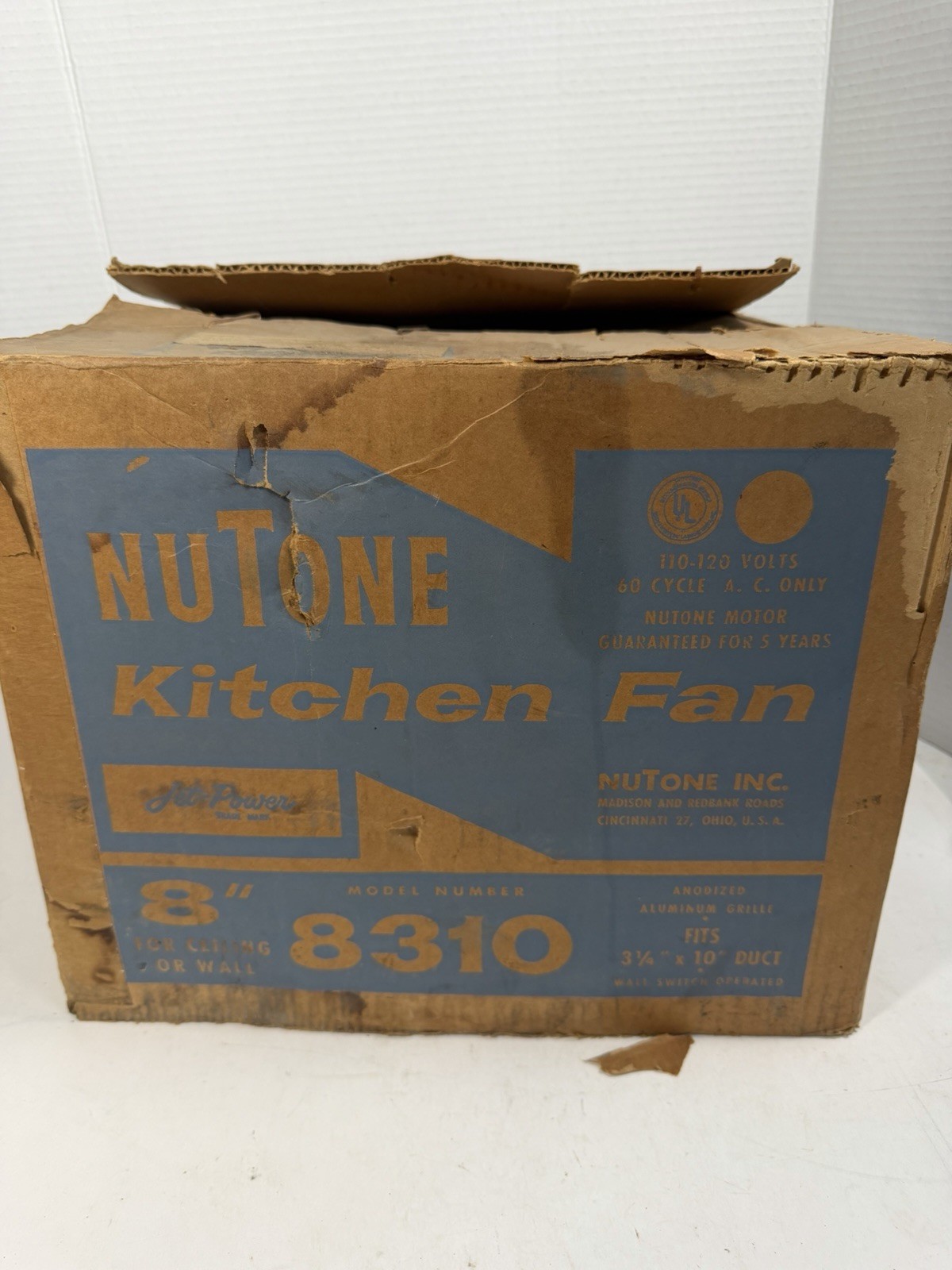 Vintage Nutone Model 8310 8” Kitchen Exhaust Fan Retro NOS Original Box Vintage Nutone Model 8310 8” Kitchen Exhaust Fan Retro NOS Original Box
