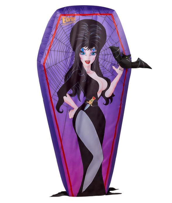 6\' Halloween LED Inflatable Elvira Mistress of the Dark in Coffin Yard Decor