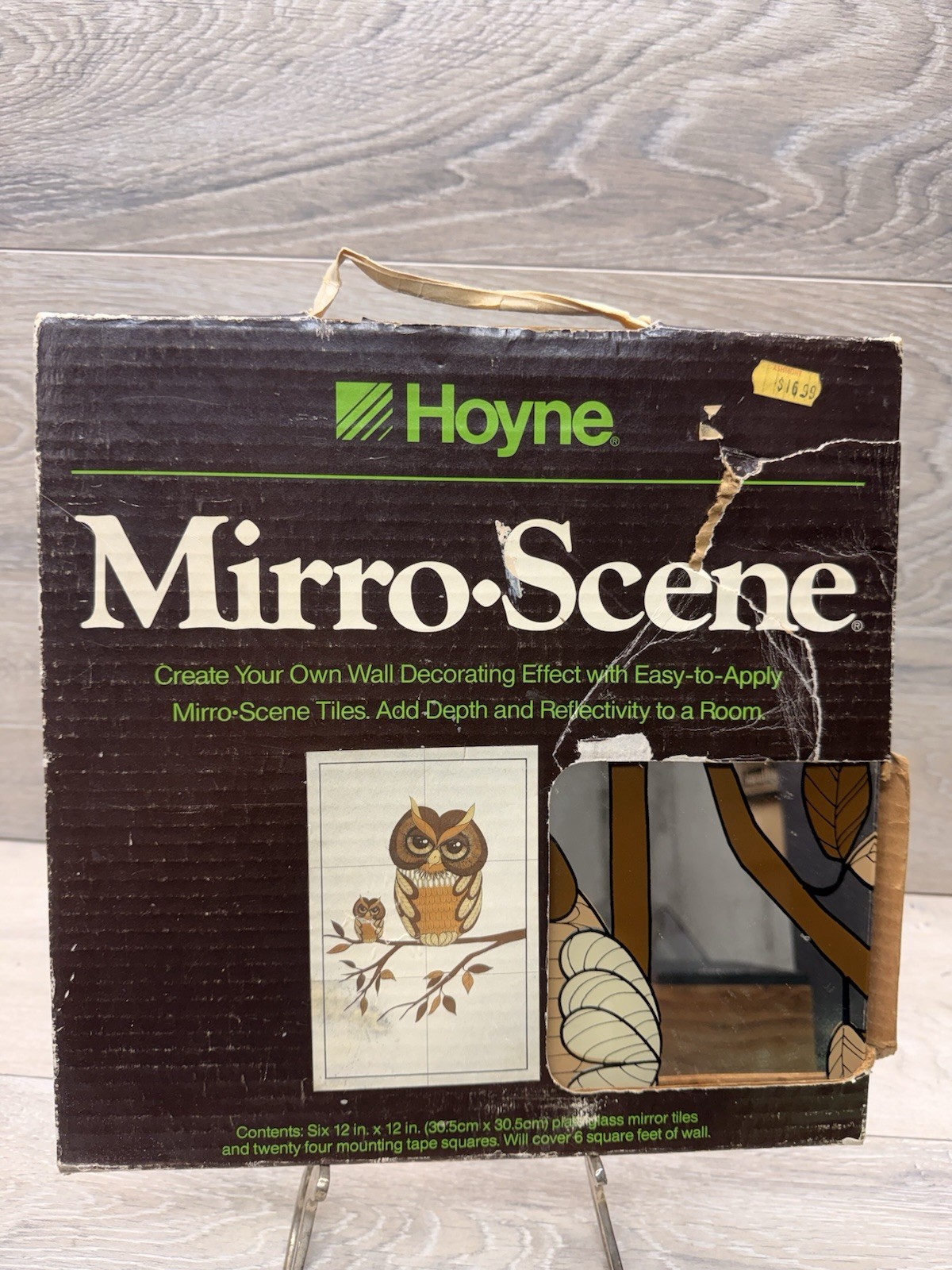 Vintage Hoyne Mirro-Scene Owl Wall Mirror Tile Set 6 Tiles 12x12 Retro 1970’s