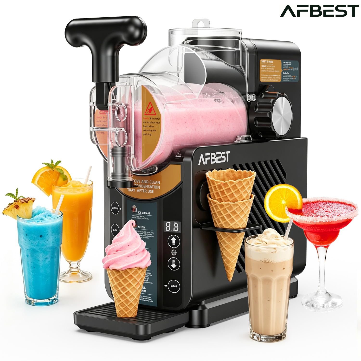 2in1 68Oz Slushie Machine Soft Serve Ice Cream Milkshak 15Mi Freeze Frozen Drink