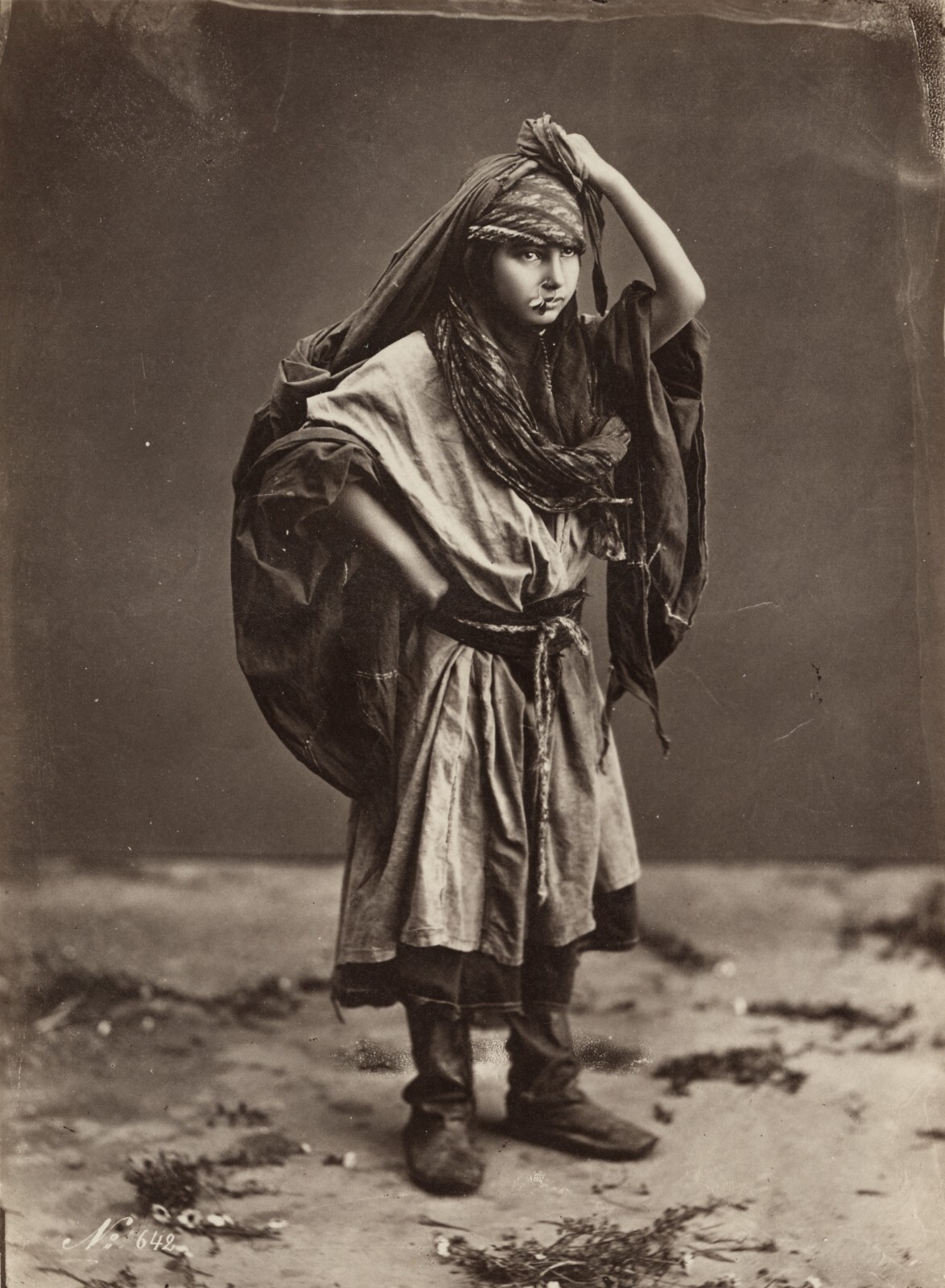 c. 1870's Young Syrian Girl Albumen Photograph by Félix Adrien Bonfils