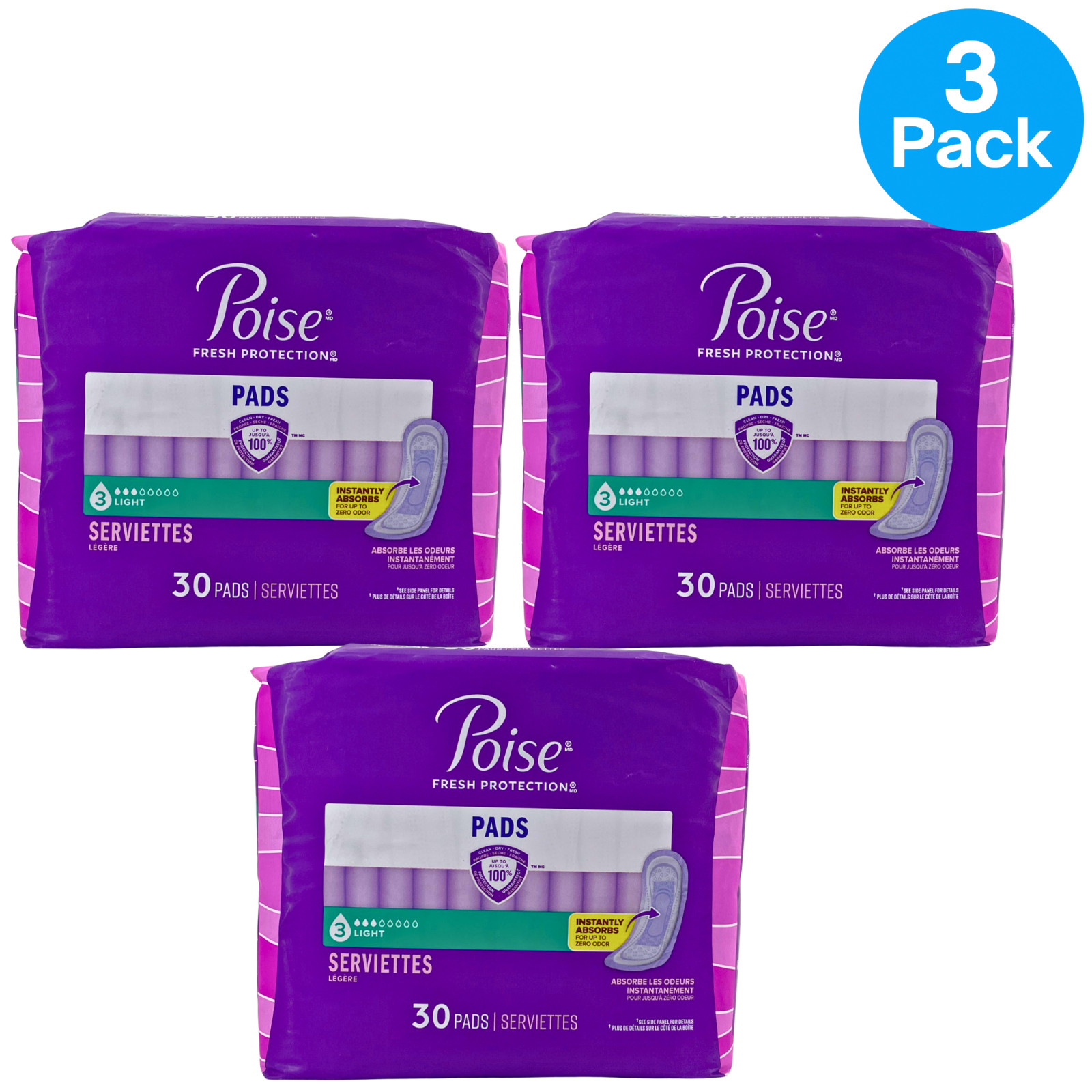 Poise Fresh Protection Incontinence Pads Light Absorbency Size 3 30 Count 3 Pack Poise Fresh Protection Incontinence Pads Light Absorbency Size 3 30 Count 3 Pack