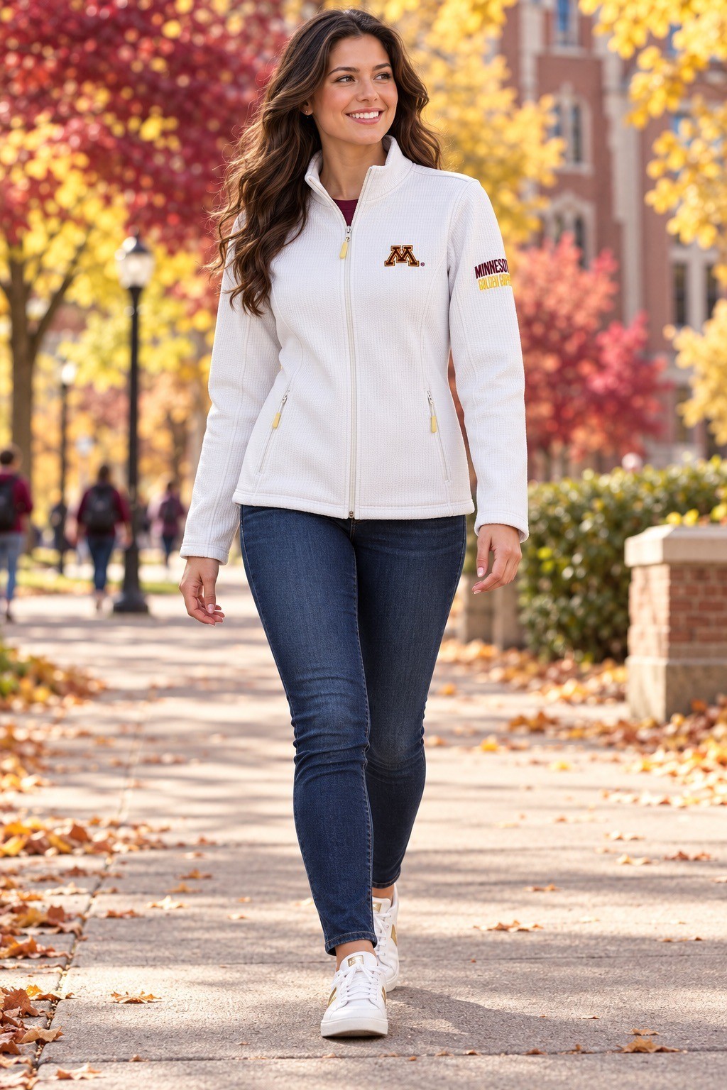 Colosseum Minnesota Golden Gophers Women’s L White Full Zip Jacket EUC